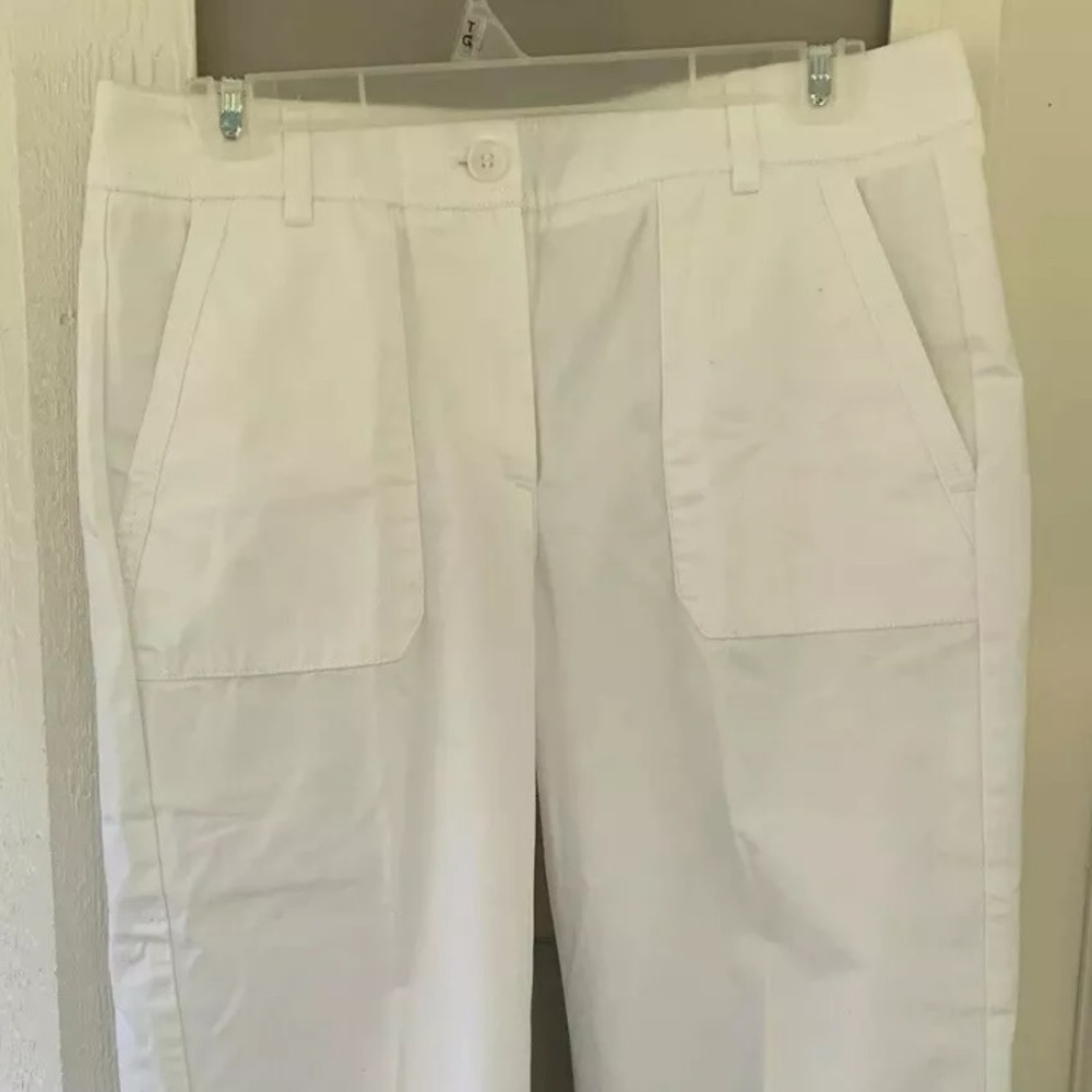 Talbots Petites Pants Heritage Cropped White 6 P Cotton Pockets Capri